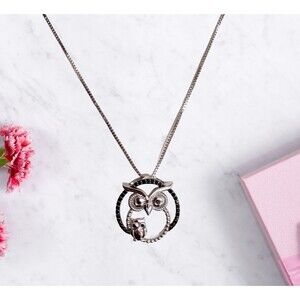 STERLING SILVER OWL & BABY NECKLACE from Kay Jewelers 18" Chain Beautiful Gift!